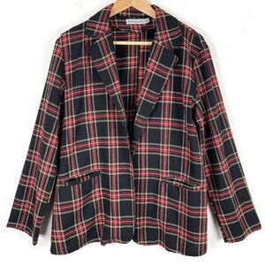 36point5 Sz Medium Shacket Blazer Style Lightweight Cardigan Top Plaid Pockets